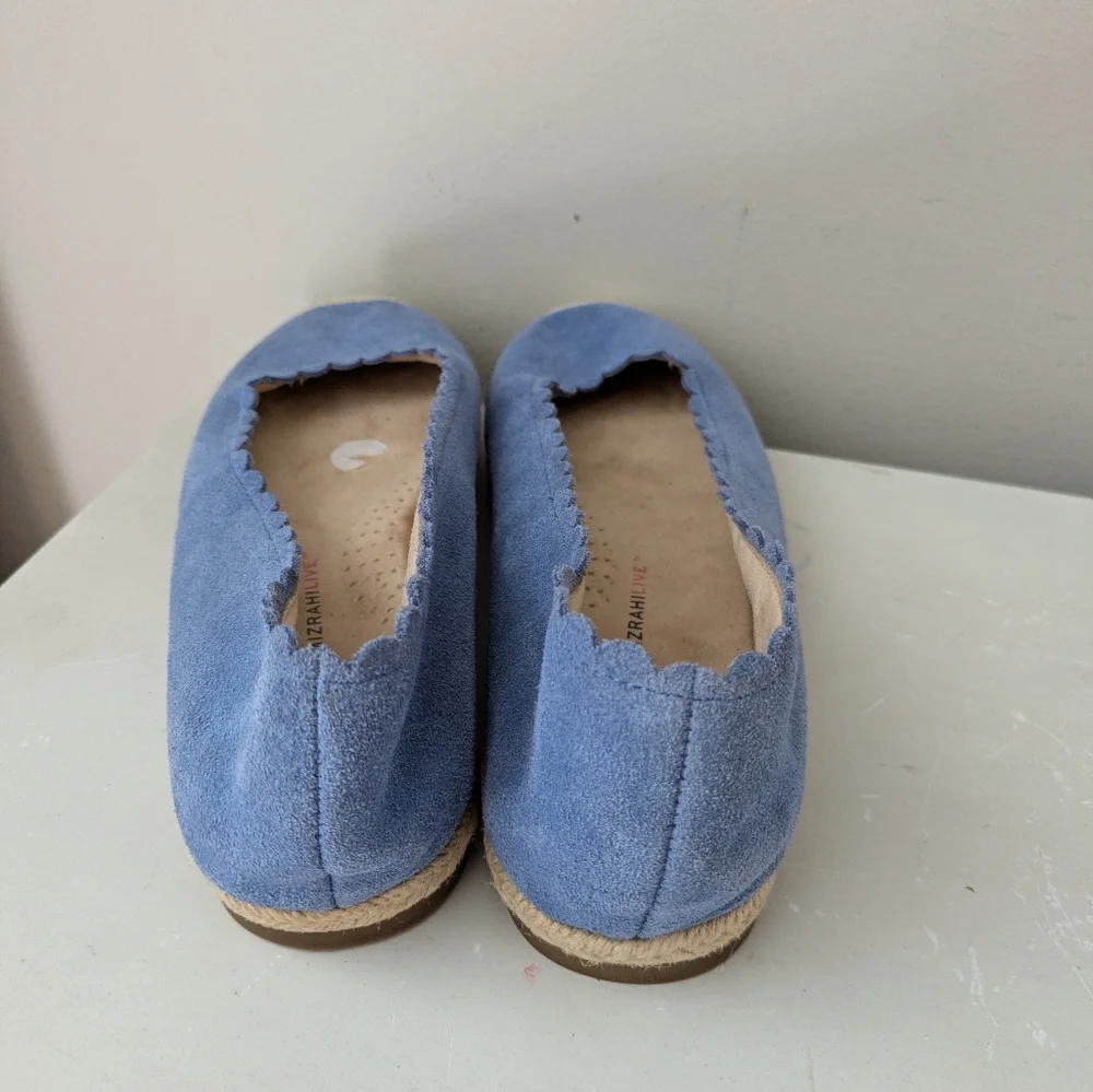 Isaac Mizrahi Blue Leather Suede Espadrilles Size 7